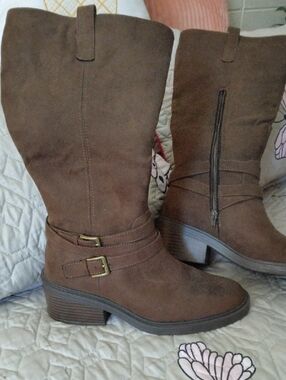 LK Bennett Brown Suede Mid-Calf Heeled Boots